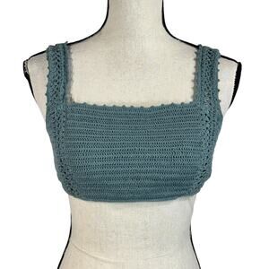 Exhilaration Large (8-10) Swim Bikini Top Crochet Adjustable Stretch Lined Sage